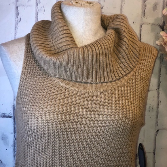 NEW brown turtleneck sleeveless sweater dress - Picture 2 of 8